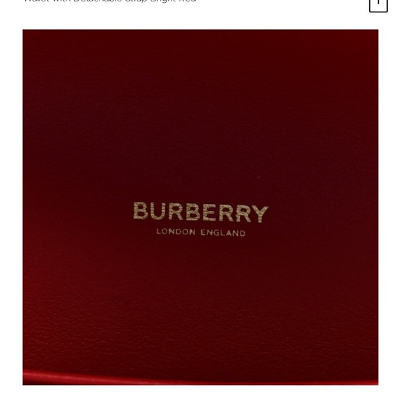 Burberry Calfskin House Check Hannah Wallet with Detachable Strap in Bright Red - Picture 5 of 7